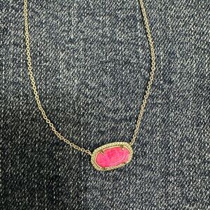 Kendra Scott Silver Necklace with Vibrant Pink Stone